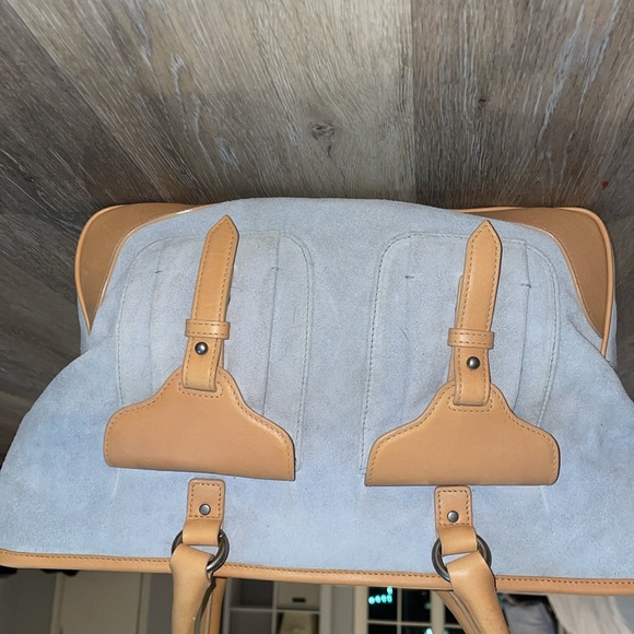 Lauren Ralph Lauren Blue Suede Tan Leather Sample bag Buffy Vintage 2005 - Picture 2 of 12
